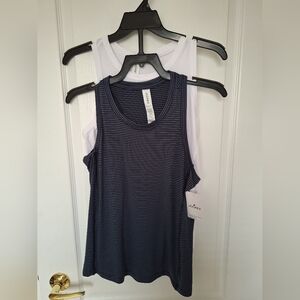 NWT 2 Pack Jockey Super Soft Swing Tank Tops Bright White Blue Stripe